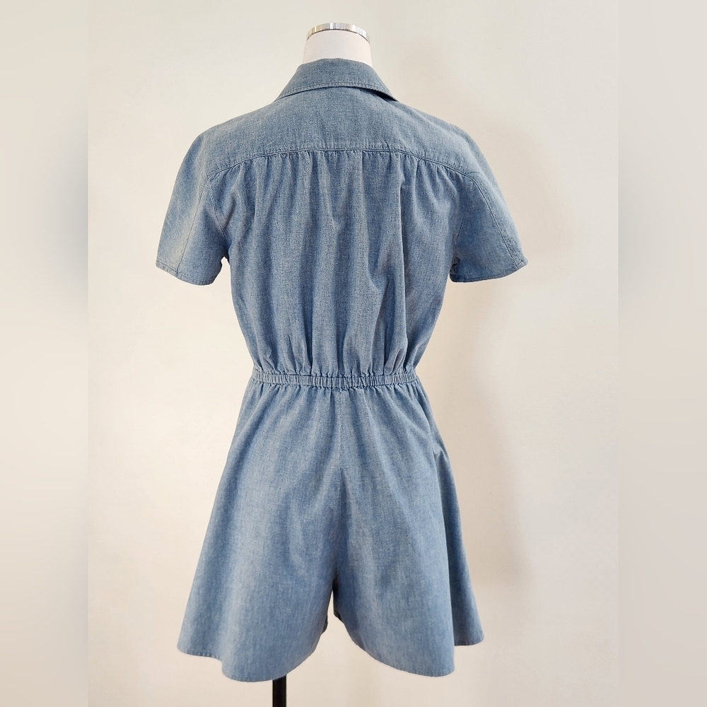 || A.P.C. || Rue Madam Paris Ursula chambrey romper, tie waist, shorts, size 36 - Picture 5 of 8